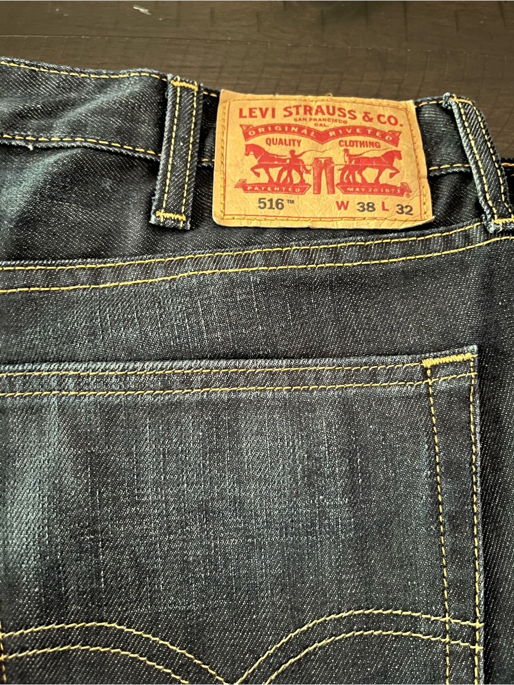 Levi's 516 Men's Dark Blue Straight Fit Jeans 38x32